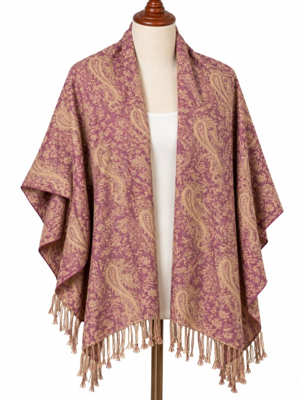 Paisley Pashmina Company Wrap Scarf in Plum-Taupe - Women's Accessories